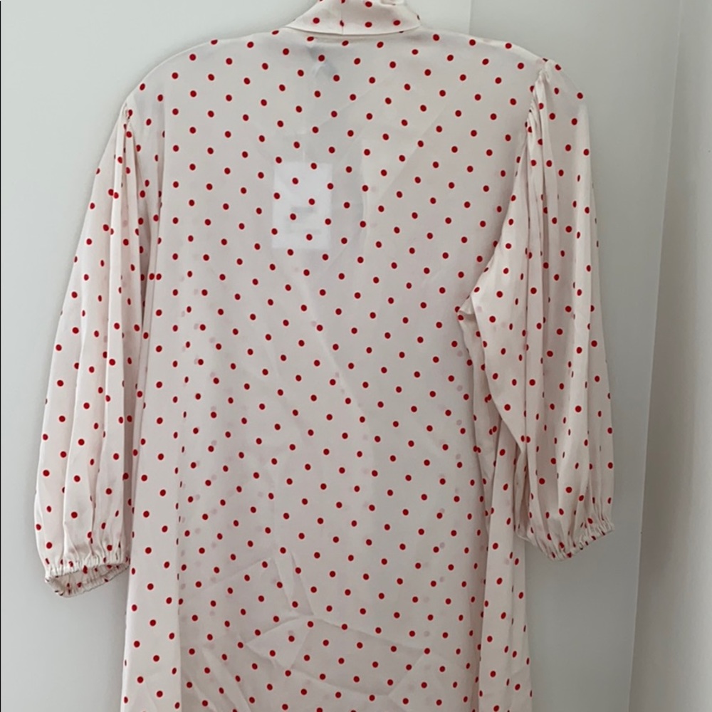 NWT Ganni Pussy-bow polkadot Stretch Silk dress 10 - Picture 8 of 12